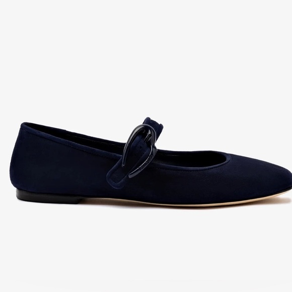 NIB Verona Ballet Flat In Navy Suede by Larroudé - Picture 3 of 6